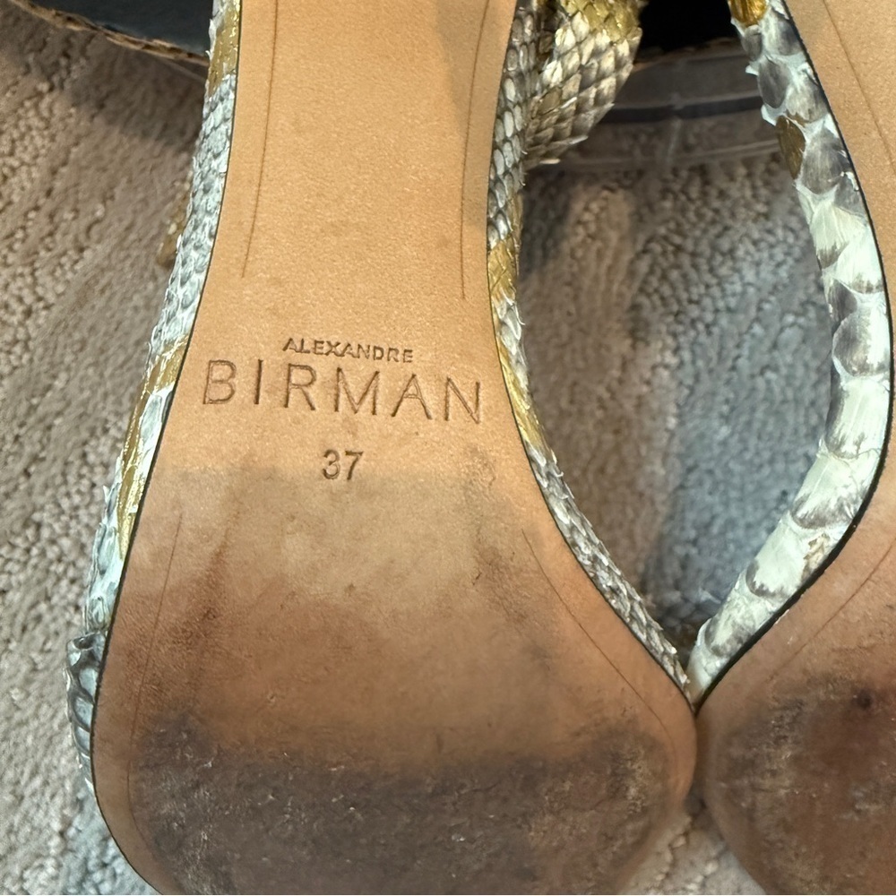 Alexandre Birman Clarita Bow Elegant Snakeskin High Heel Sandals Gold & Silver - Picture 9 of 9